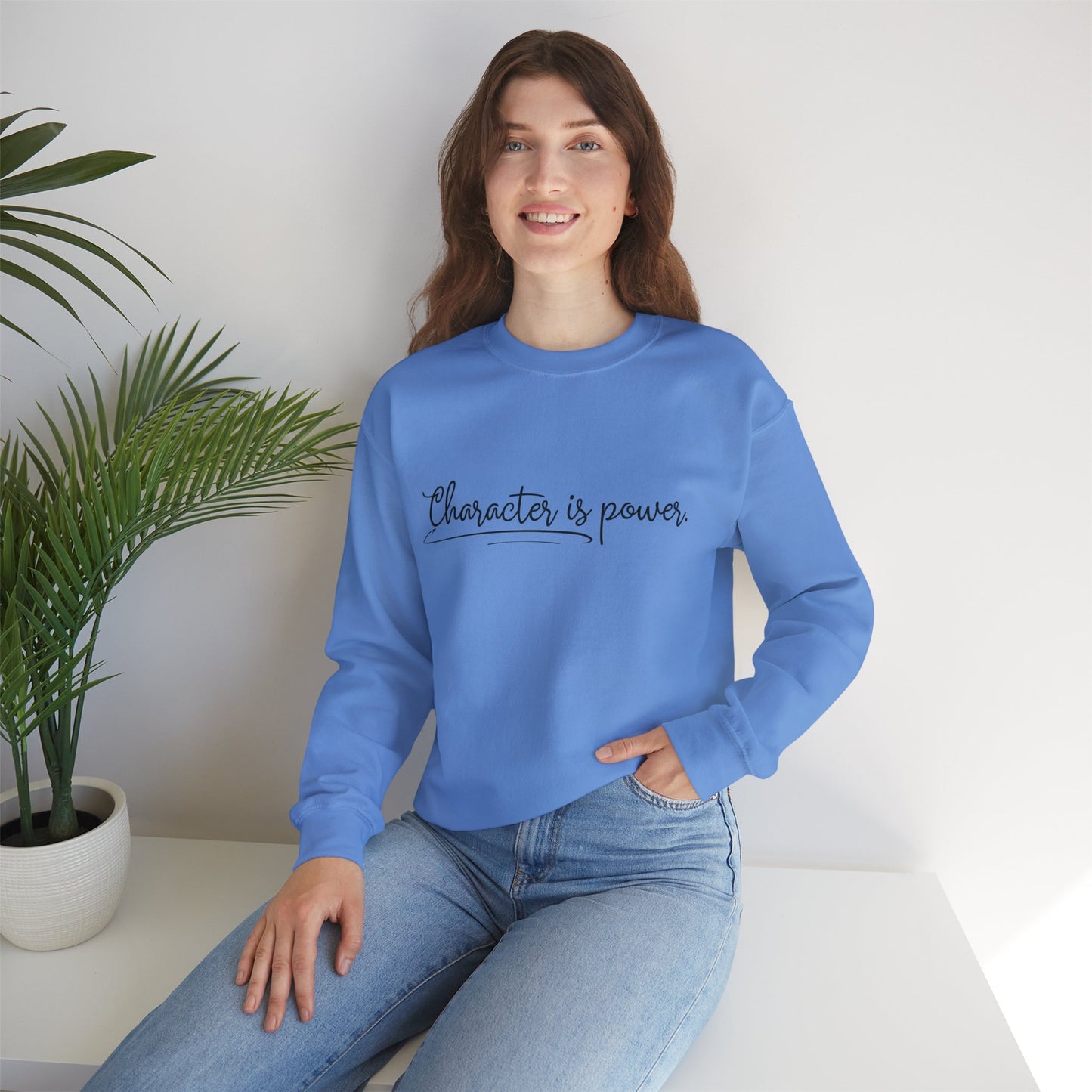 Sweatshirt - 'Character is power' Pink & Blue