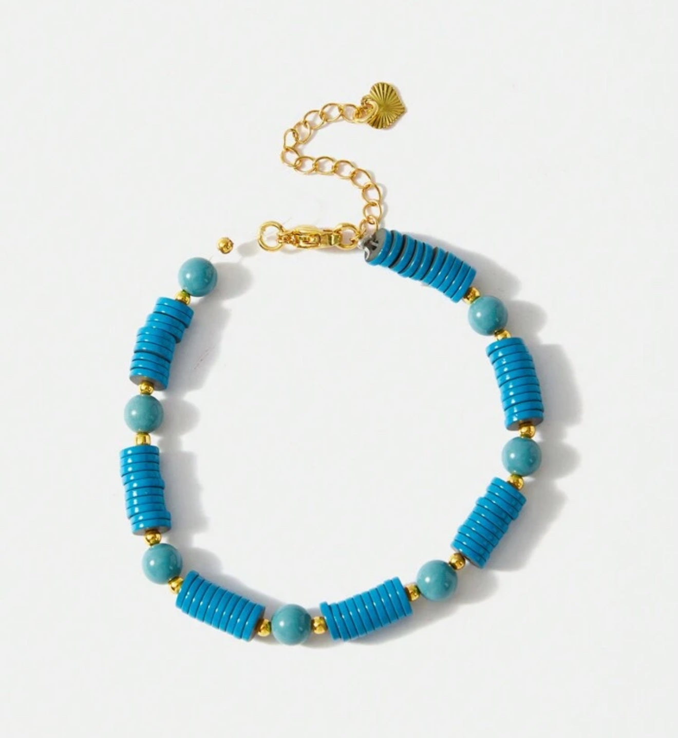 Gold Plated Blue Beaded Bracelet