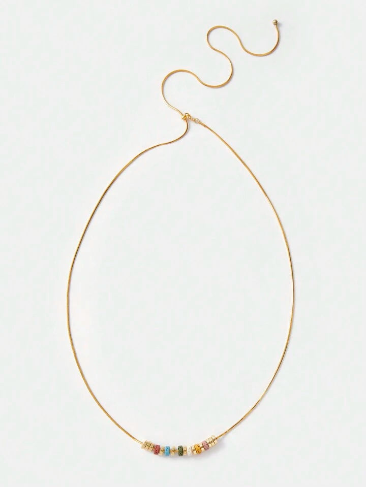 Gold Necklace With Multicoloured Stone Detail