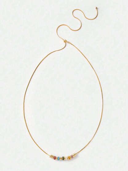 Gold Necklace With Multicoloured Stone Detail