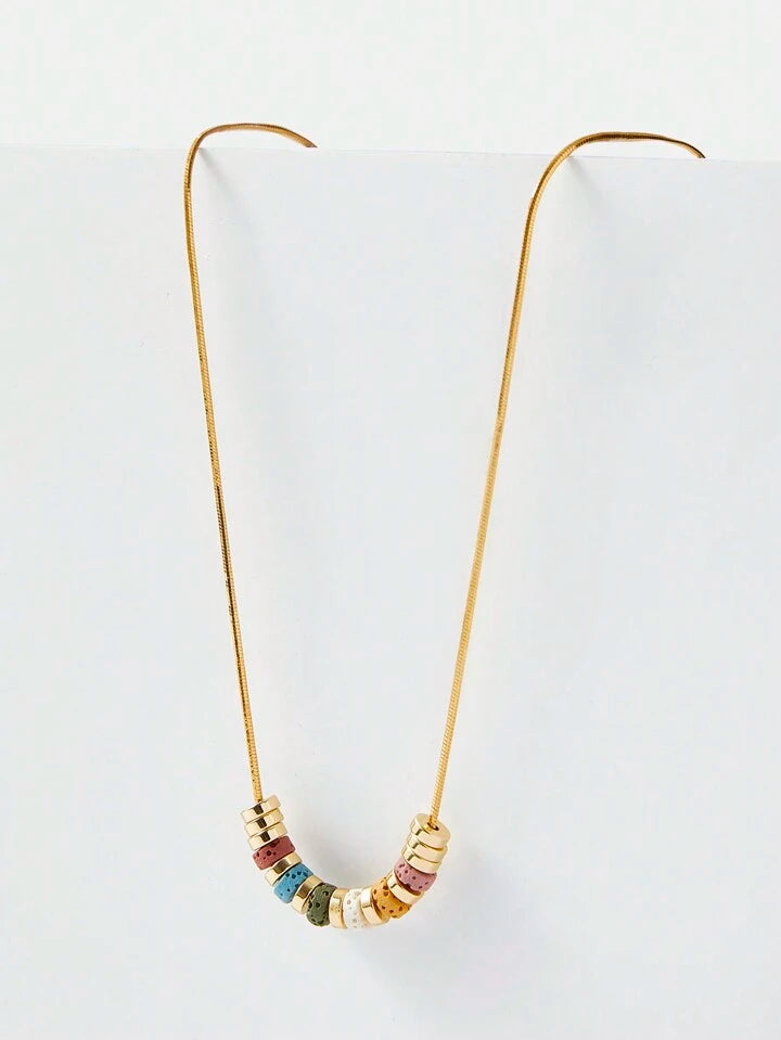 Gold Necklace With Multicoloured Stone Detail