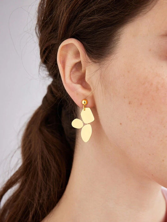 Gold Multi Shaped Stud Earrings