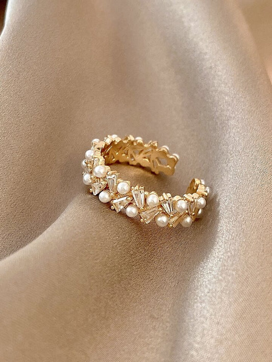 Cubic Zirconia & Pearl Ring